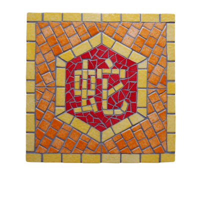 Artisanal Chinese zodiac mosaic, Snake sign, yellow line