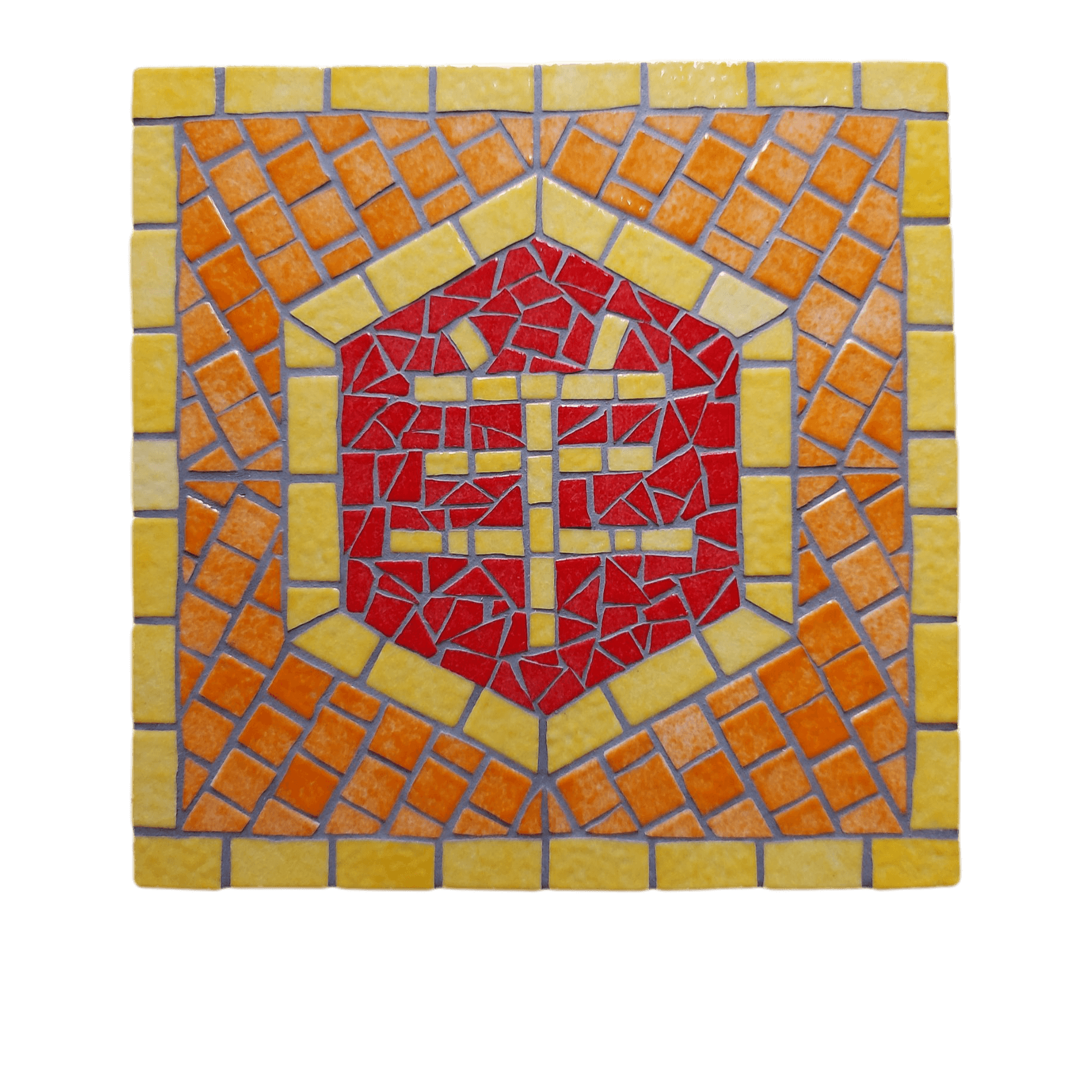 Artisanal Chinese zodiac mosaic, Goat sign, yellow line